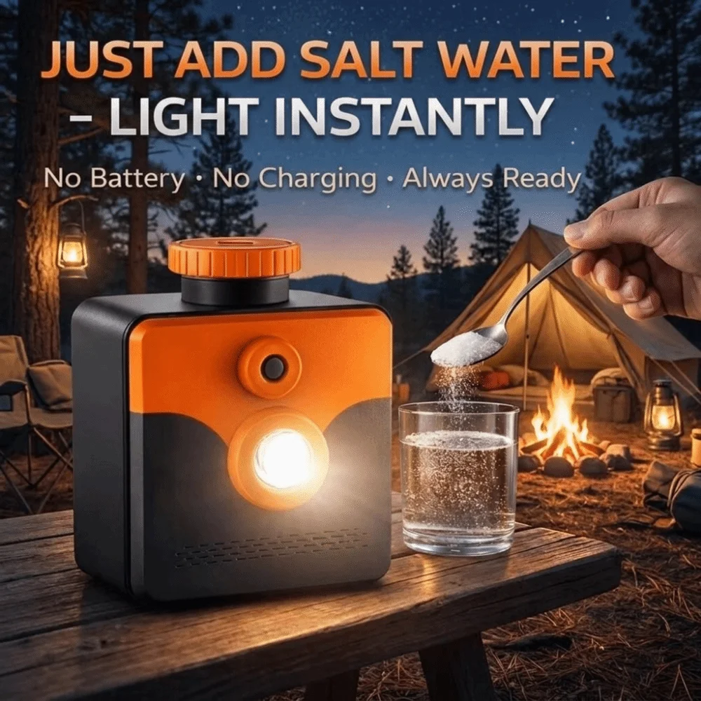 Salt Water Powered Saltwater Lamp No Charging Hiking Exploration Light Outdoor Emergency Lamp No Battery Portable