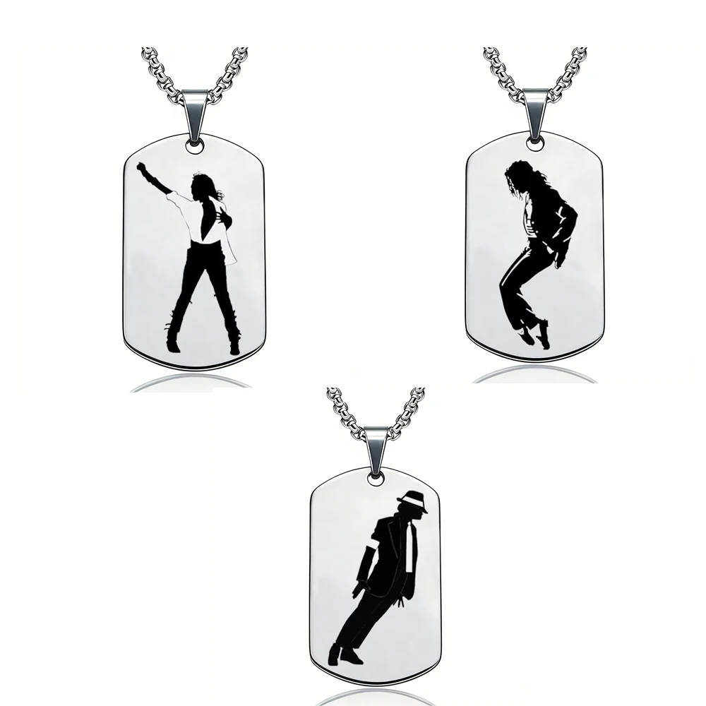 1 Stück einzigartige MJ-Musik-Halskette, einfache, modische Halskette mit Anhänger aus Edelstahl, Geschenke für Musikliebhaber, Fans