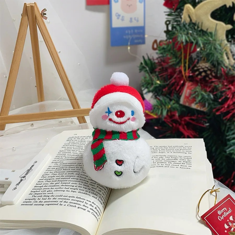 Cute Scarf Snowman Doll Plush Pendant Keychain Christmas Couple Gift Cartoon Plush Stuffed Snowman Doll Bag Decor Keychain