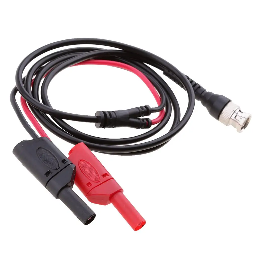 BNC to Dual 4mm Banana Plug Test Leads Probe Cable 50 Ohm Injection Molded Connector for Video Surveillance