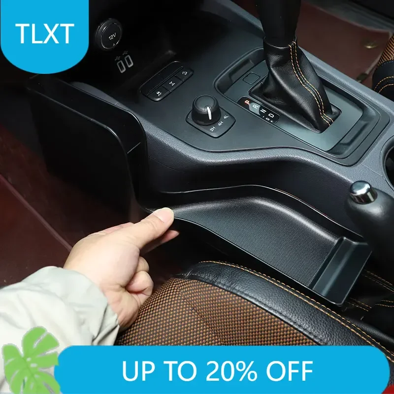

Para Ford Ranger Wildtrak T6 T7 T8 2015-2021 ABS negro Control Central de coche caja de almacenamiento lateral bandeja de teléfo