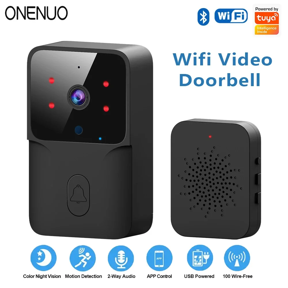 ONENUO-Sonnette sans fil Wi-Fi Tuya Home, batterie DC AC, sonnette avec caméra Alexa Google, 62 caméras