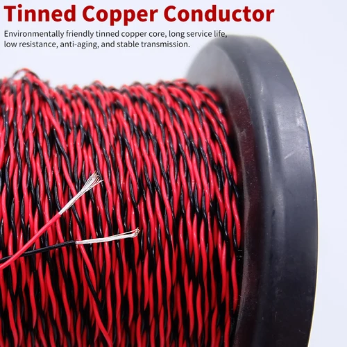 Imagen 2 del producto Cable de PTFE AFS200, 2 pines, 26/25/24/22/20/18/17/15/13AWG, par trenzado FEP, cobre estañado, Cable de señal electrónica DIY de alta temperatura