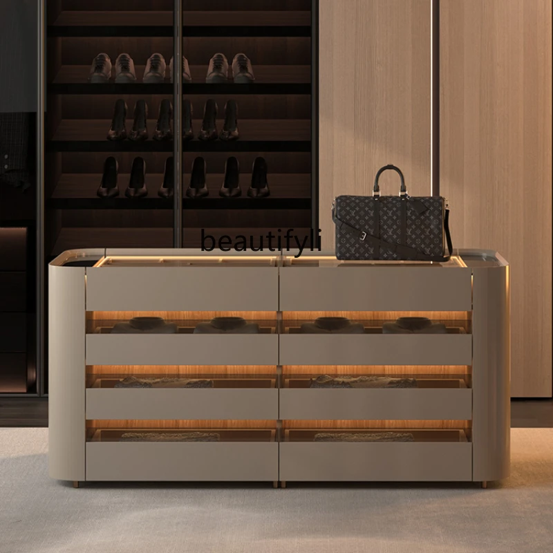 Italian Simple Cloakroom Middle Island Jewelry Display Household Double-Sided Storage Floor Cabinet Chest of Drawers