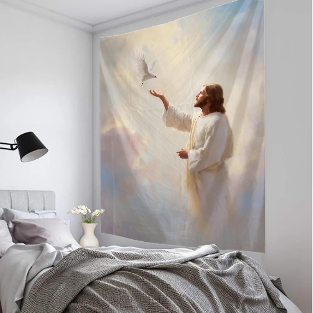 Jesus Oil Painting Wall Hanging Tapestry Church Window Decor Home Dormitory Living Room Art Background Wall Poster