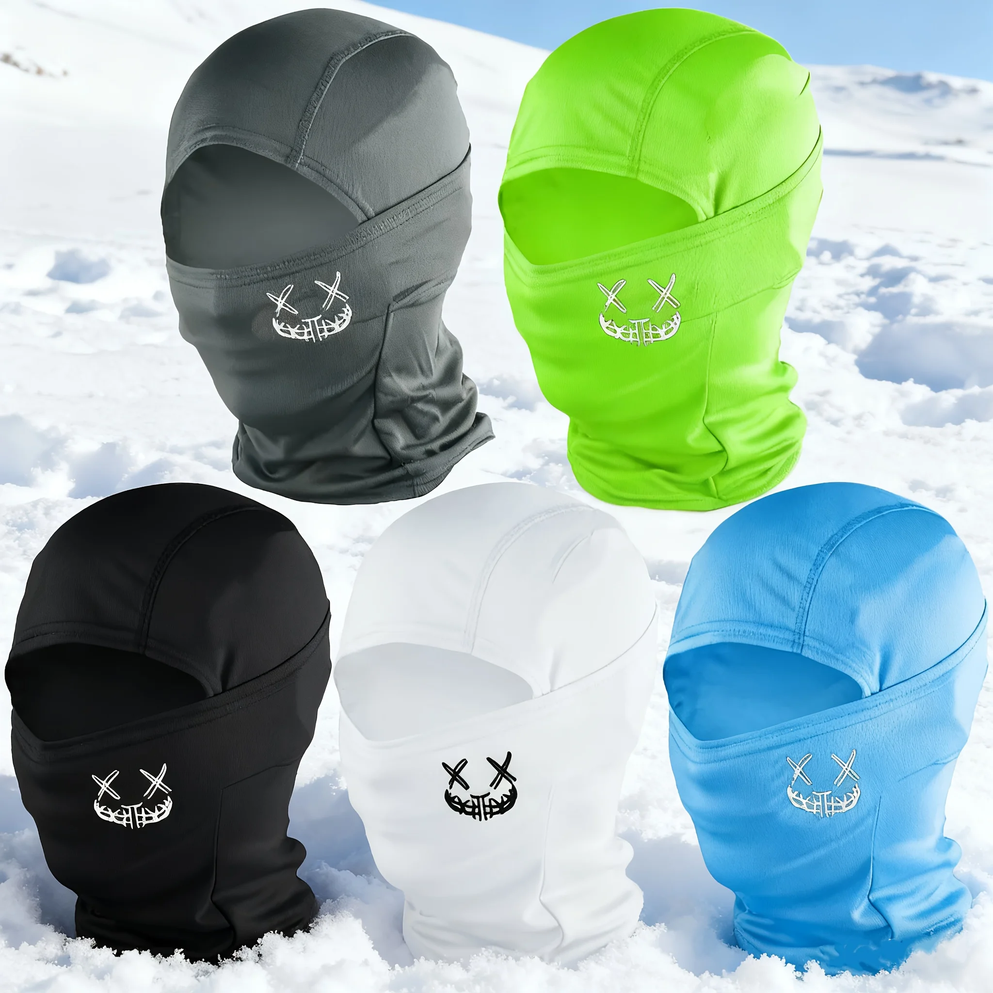 1/5PC meerkleurige Edgy Grin bivakmuts, geschikt voor buitenliefhebbers - stijlvol ontwerp in punkstijl, perfect om te fietsen