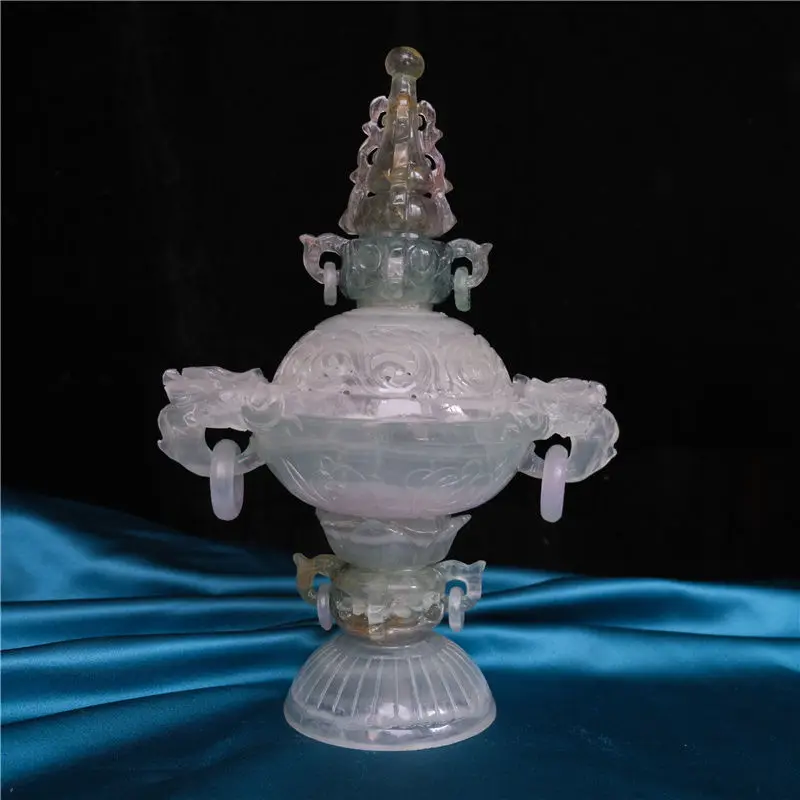 

Aromatherapy burner ornament large jade hollow incense burner living room entrance corridor decoration