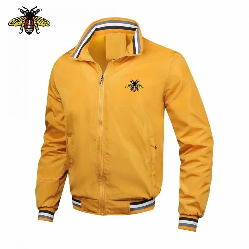 EUR Men's Embroidered Bee Coat High Quality New Product Thin Jacket Spring and Autumn Windproof Jacket Personalized Casual