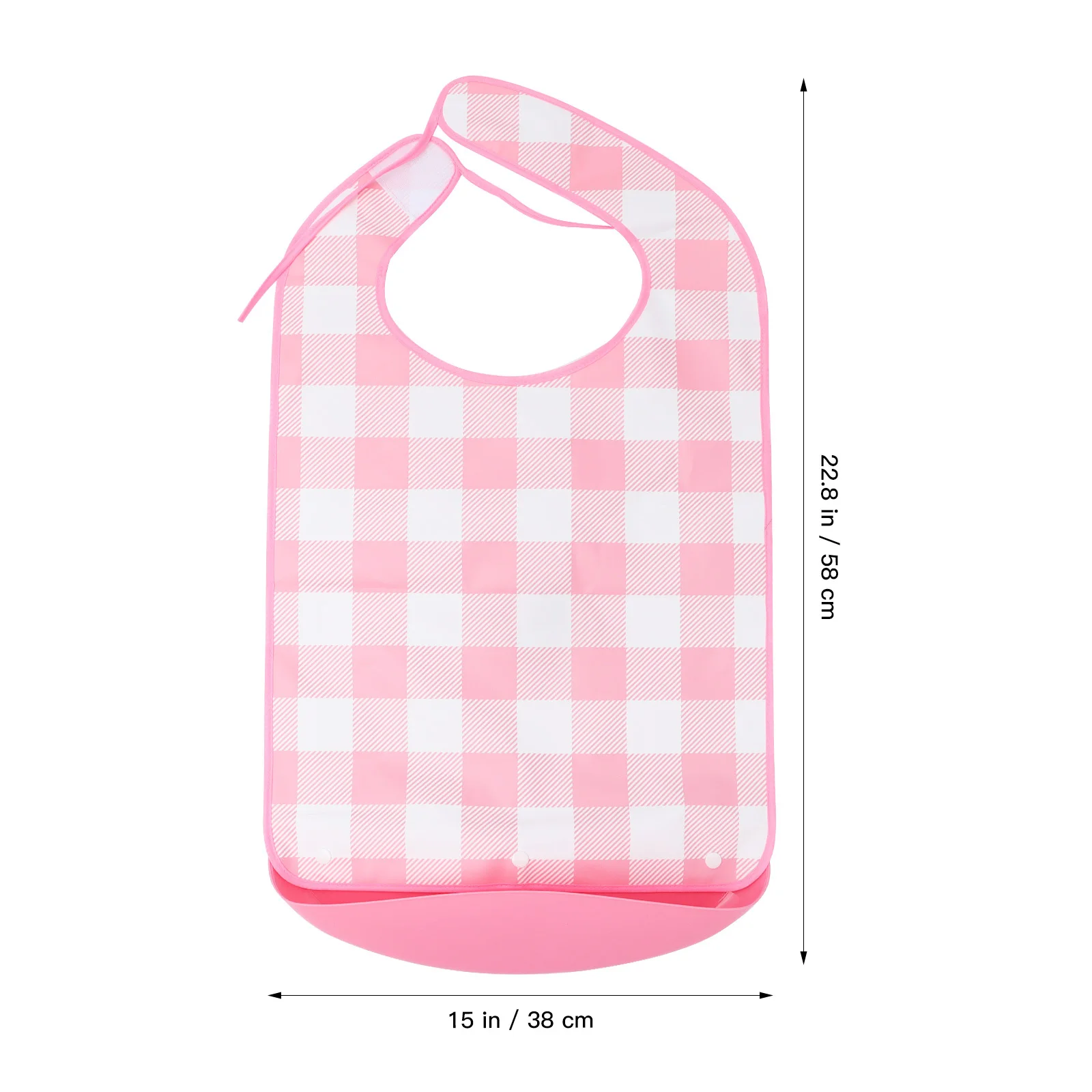 

Large Adult Waterproof Eating Bib Checked Pattern Detachable Adjustable Back Meal Bib Reusable Washable Cloth