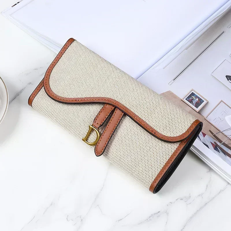 Retro Wallet Women\'s Long Large Capacity Buckle Multi Carda Multi Functional Trifold Handbag Card Wallets Coin Purse Cute Wallet