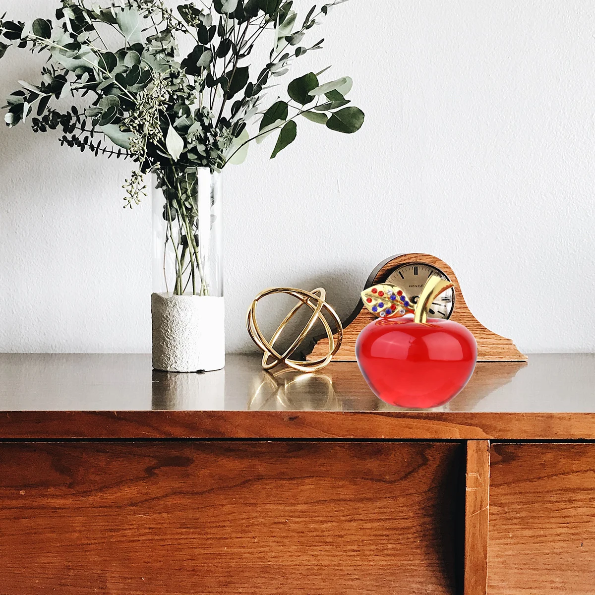 

1Pcs Crystal Apple Decoration Unique Design Clear Glass Sculpture Paperweight Home Office Decor Christmas Birthday Gift