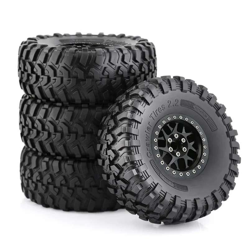 4Pcs 135mm Metal 2.2inch Beadlock Wheel Rim Tire for 1/8 1/10 RC Crawler Car Axial SCX10 Wraith RR10 Capra Traxxas TRX4