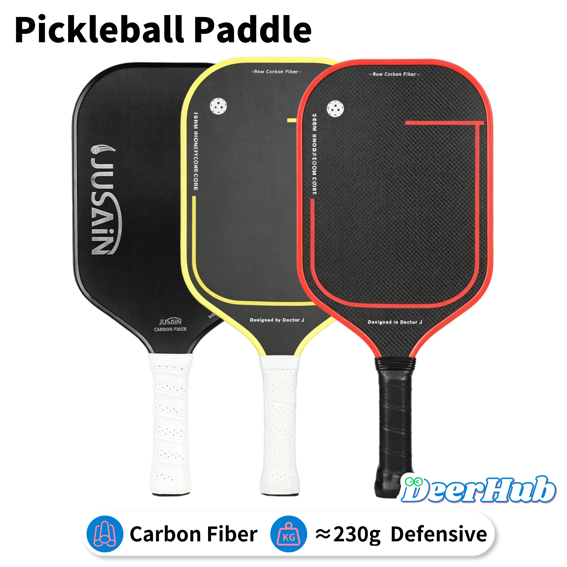 Pickleball Paddle T700 Carbon Fiber Teflon Textured Surface 16mm PP Honeycomb Core Offensive Enhanced Spin Pro Training