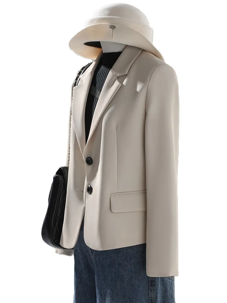

Beige Black Coffee Women's Blazer Ladies Female Formal Jacket