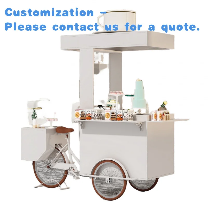 custom.Three-Wheeled Stall Cart Outdoor Food Truck Coffee Hot Dog Catering Fast Food Charcuterie Lemonade St