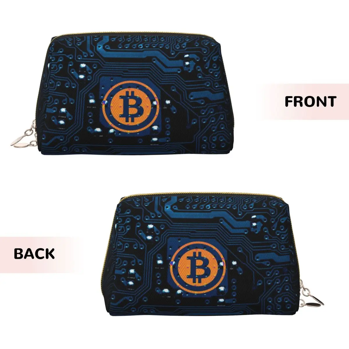 Bitcoin BTC Cryptocurrency Crypto Blockchain 10 Women Cosmetic Bags Travel Makeup Organizer Pouch Toiletry Storage Dopp Kit Box