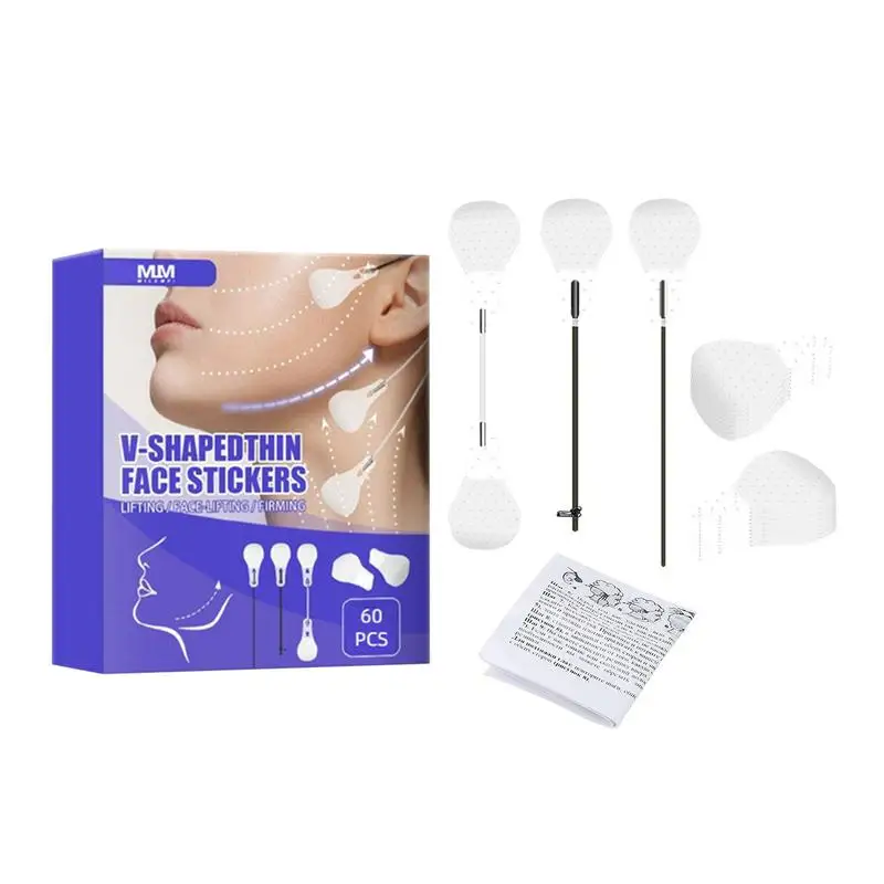 Cinta de estiramiento facial Invisible para mujer, pegatina de estiramiento facial con línea en V, cintas de estiramiento de cuello y ojo, elasticidad impermeable, Parche de elevación de doble mentón