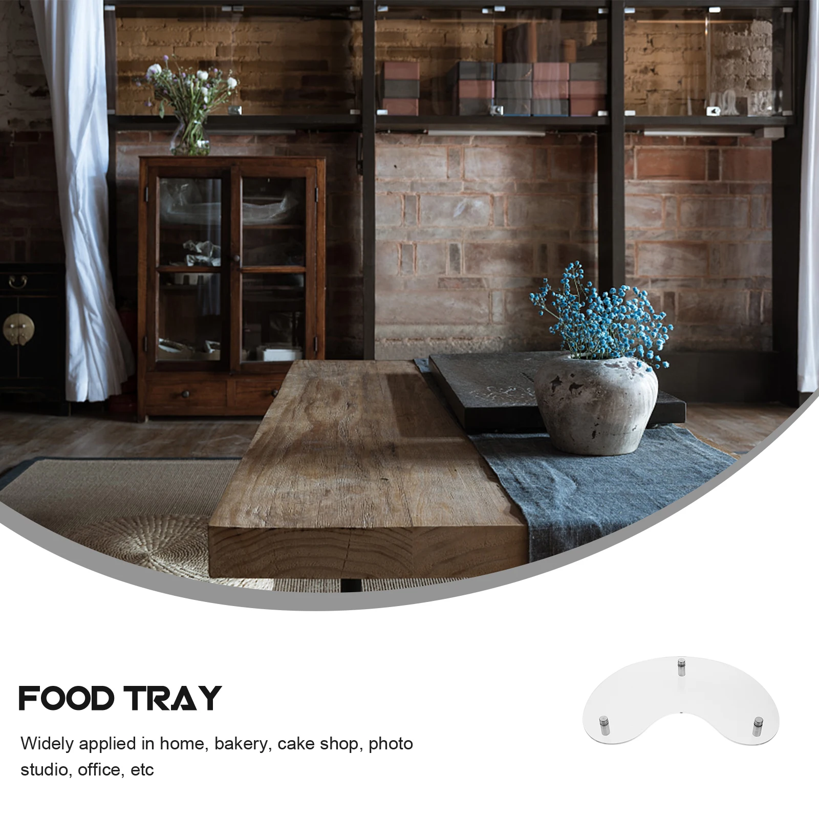 

Acrylic Tray Moon Shaped Dessert Plate Coffee Bread Serving Kitchen Gadgets Snack Plates Storage Trays Home Bakery Cake Shop