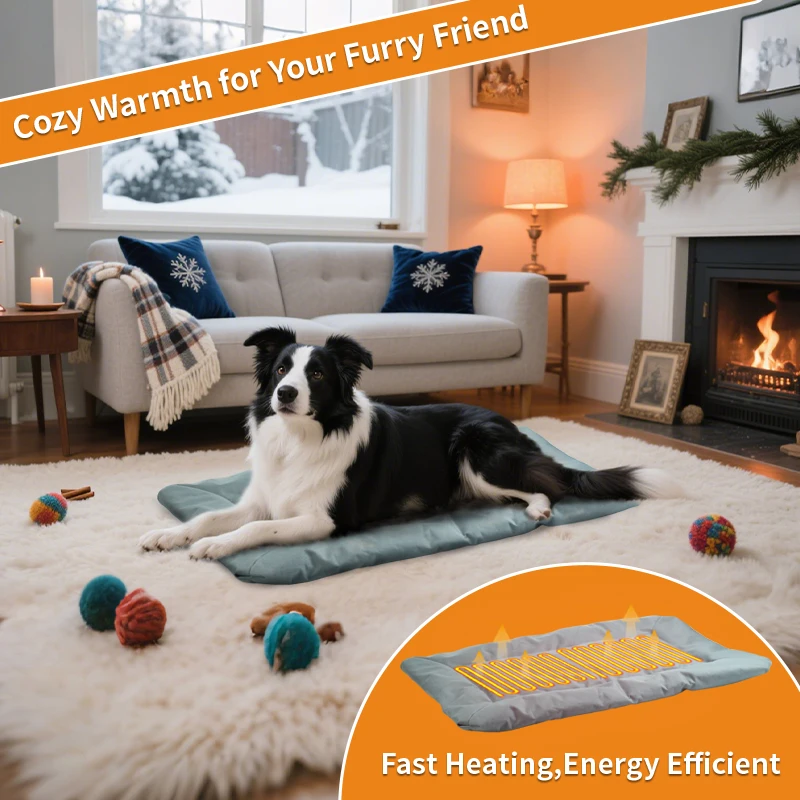 Tapis chauffant pliable et Portable pour animaux de compagnie, antidérapant, résistant à l'usure, Protection contre la surchauffe réglable pour Cage extérieure pour chien, utilisation intérieure en voiture