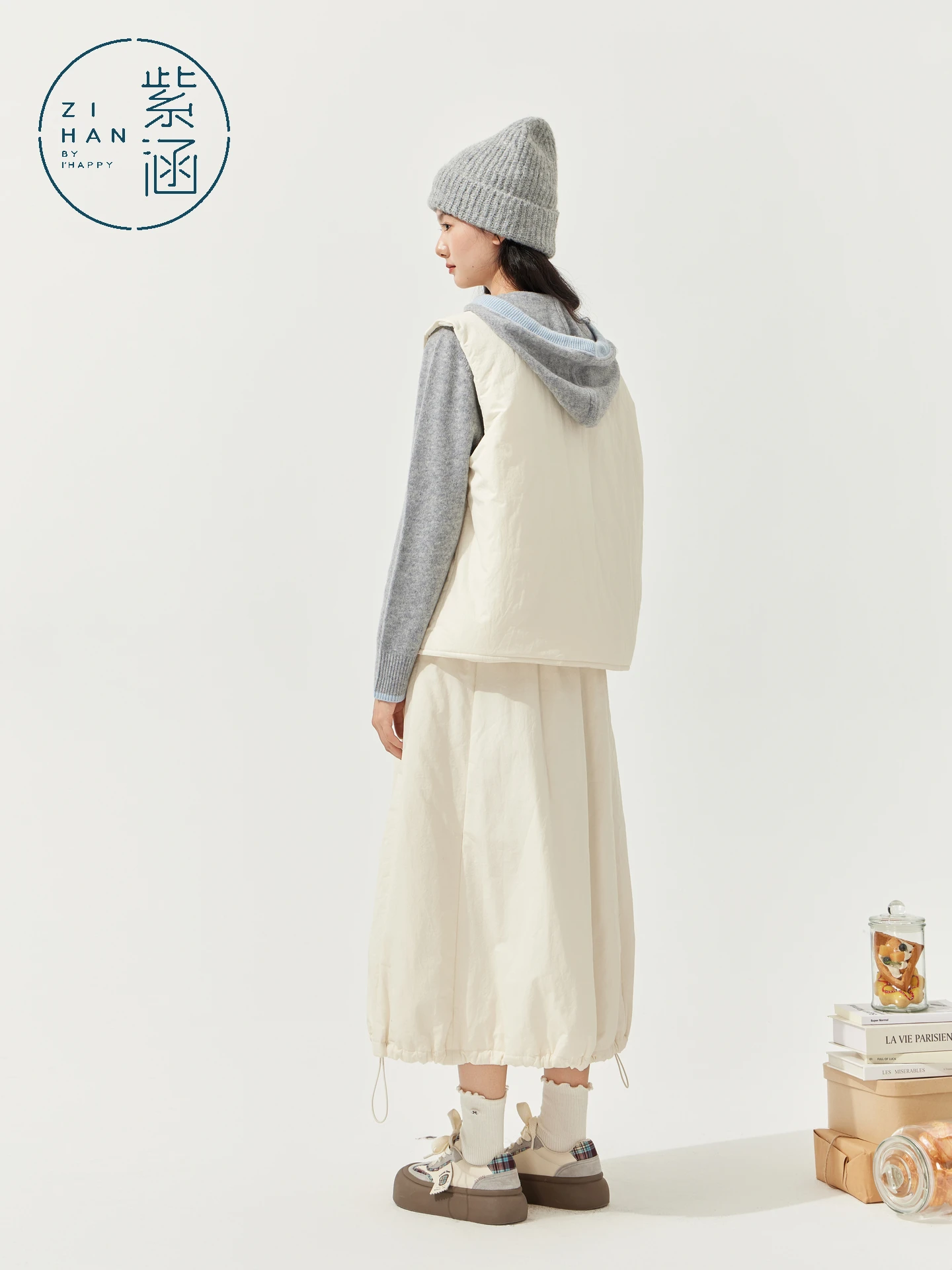 Fioletowy ażurowy okrągły bezrękawnik z wysokim stanem i spódnicą, dwuczęściowy zestaw damski, nowa zimowa kolekcja, styl casual, modny.