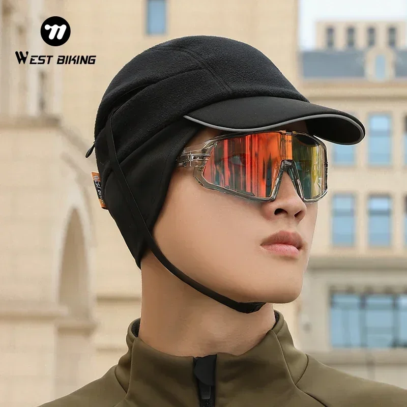 WET BIKING Winter Cycling Sun Visor Caps Warm Men's Hiking Running Polar Fleece Hat Ear Muffs For Women Thermal Sport Gear