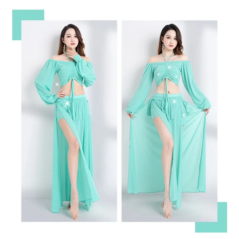 

2026 New Arrival Belly Dance Tassel Maxi Skirt Suit Oriental Dance Training Stage Performance Group Costume
