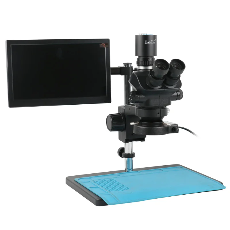 7-50X Zoom Simul-focal Triocular Microscope Base Stand 1080P 2K 4K 55MP 48MP Industrial Soldering Digital Video Camera 11.6