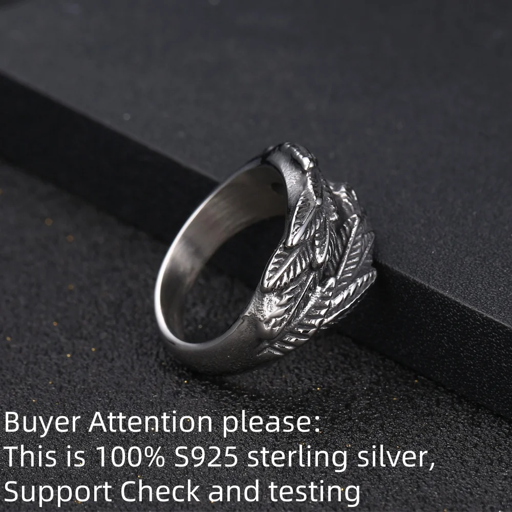 Ear of Wheat Plant S925 Sterling Silver Mens Womens Rings Punk Trendy Unique Amulet for Male Biker Jewelry Creativity Gift