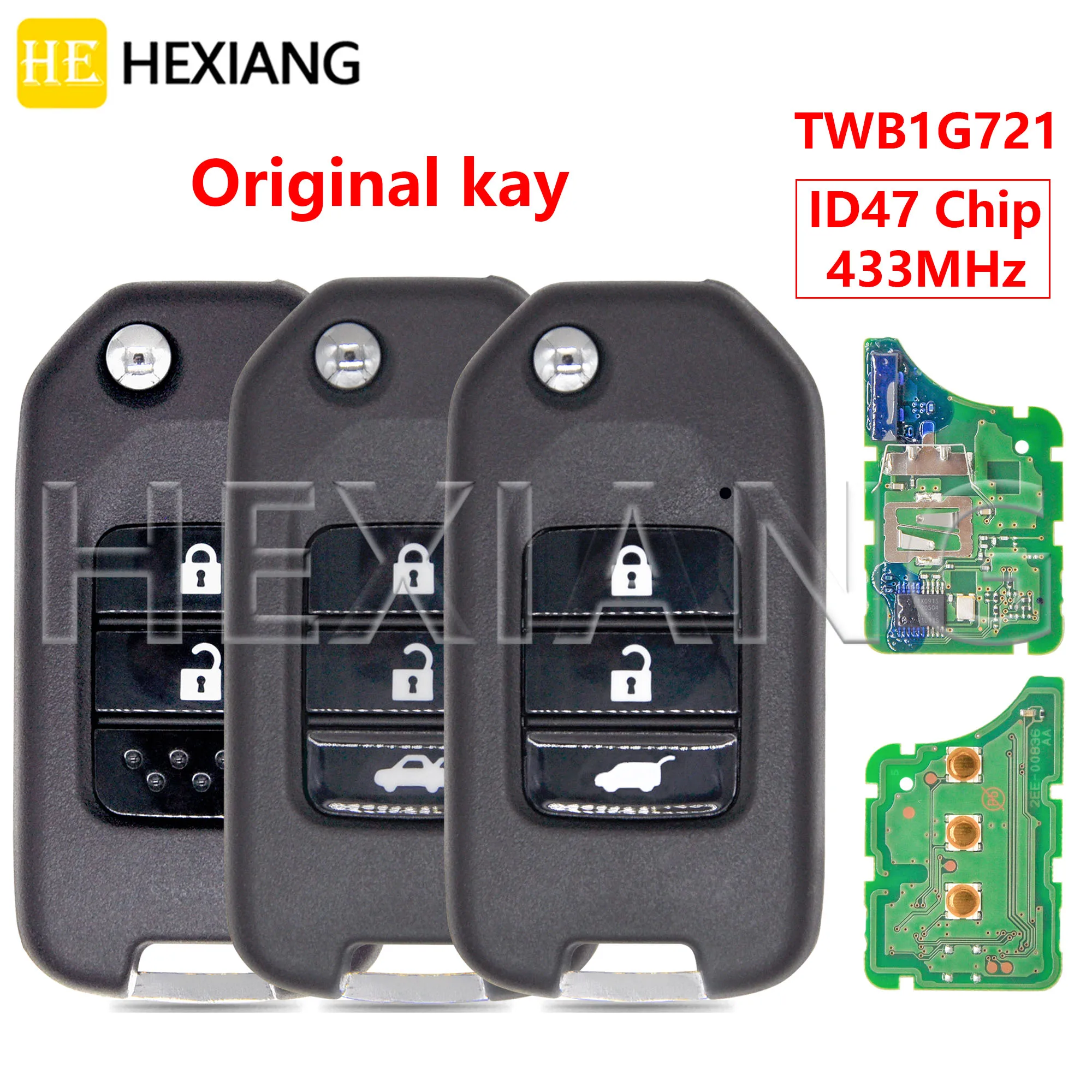 

HE Original 2/3 Button ID47 433MHz Blade A Car Remote Key TWB1G721 For Honda Accord City CR-V Jazz XR-V Vezel HR-V FRV Spirior