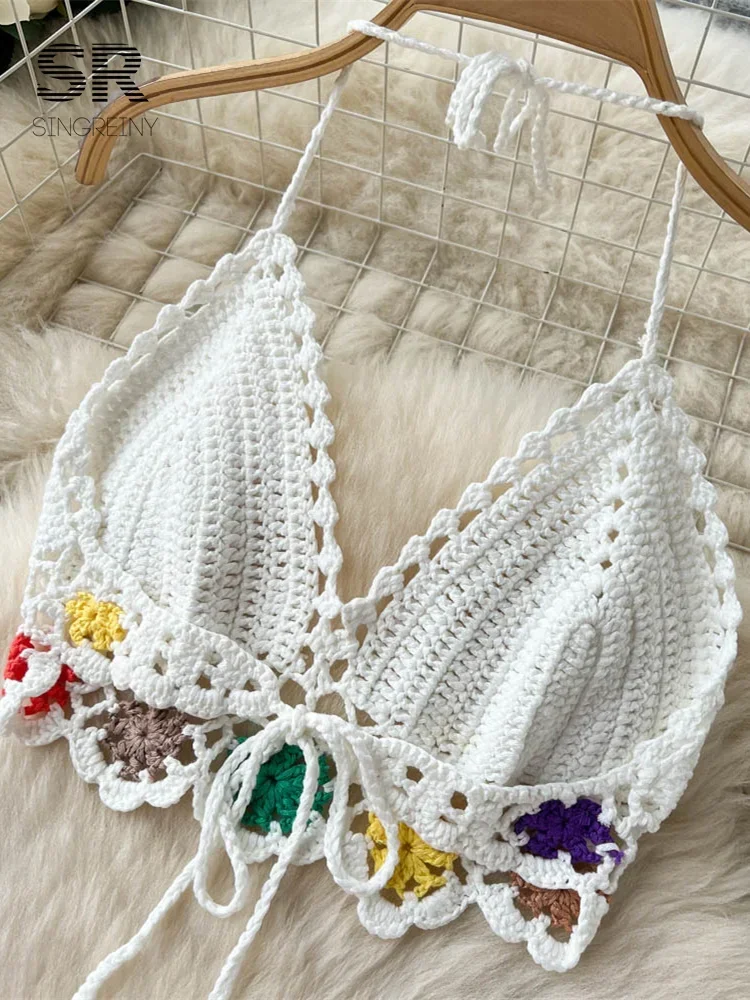 Ensemble deux pièces bohème pour l'été, jupe à franges irrégulières, caraco évidé à crochet, style floral, olympiques de plage sexy, nouveau, 2024