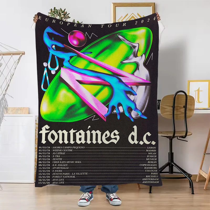 

F-Fontaines D C Romance Throw Blanket Fleece Blankets for Decorative Sofa Luxury Designer Bedding Throwing Soft Plaid With Print