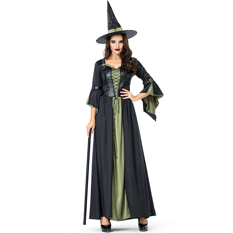 

Fantasia Women Witch Costume Cosplay Halloween Purim Theatre Costumes A Line Long Bandage Dress