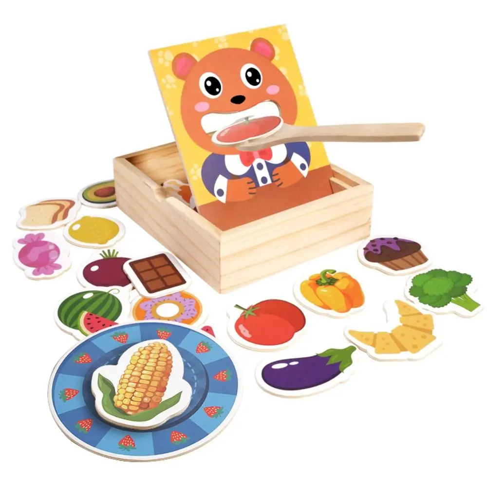 

Food Feeding Simulation Feeding Game Role Play Early Education Bear Pretend Food Set Simulation Spoon Wooden Feeding Toy