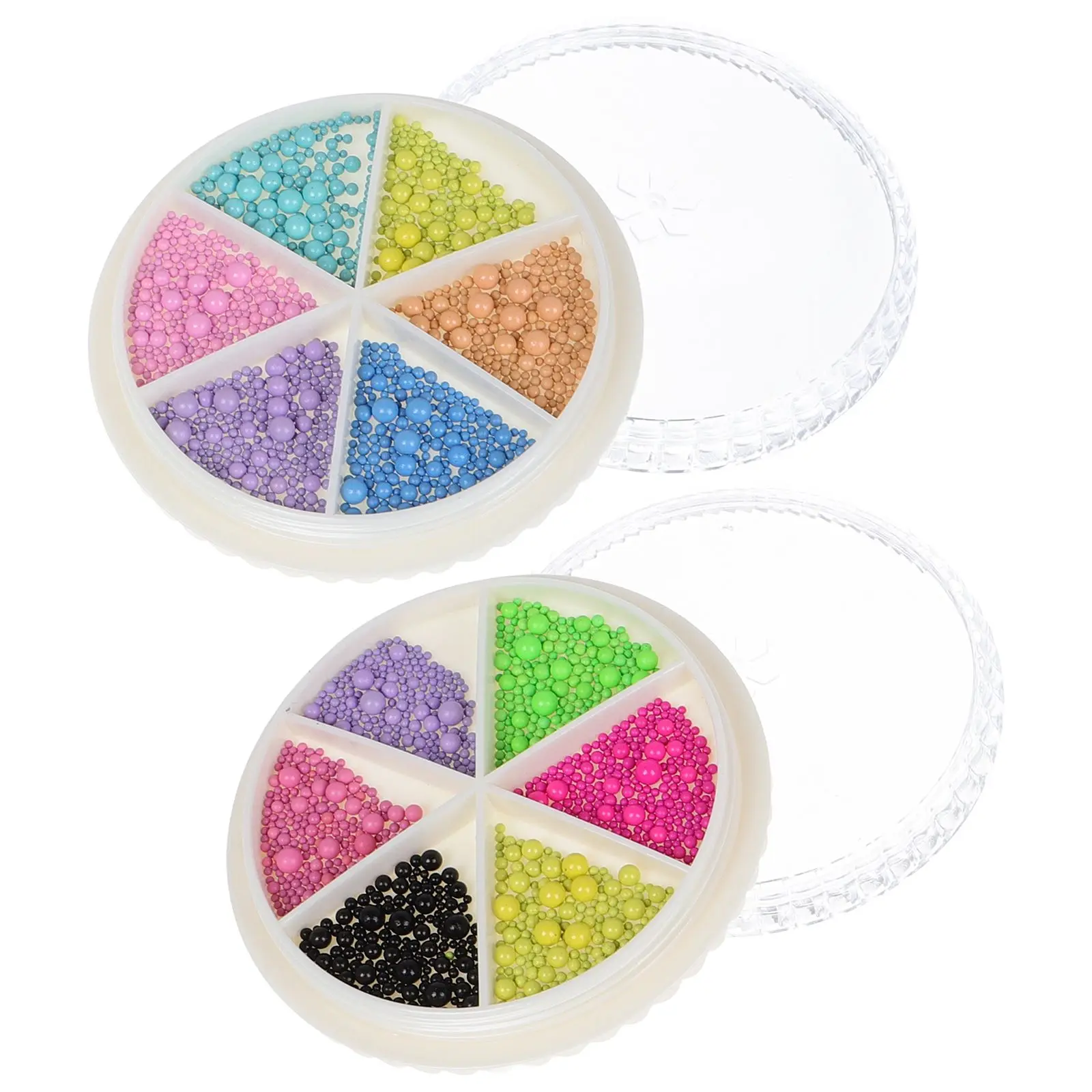 

2 Boxes 6 Colors Macaron Beads Nail Decorations Steel Charms for Women DIY Nail Accessories Manicure Supplies