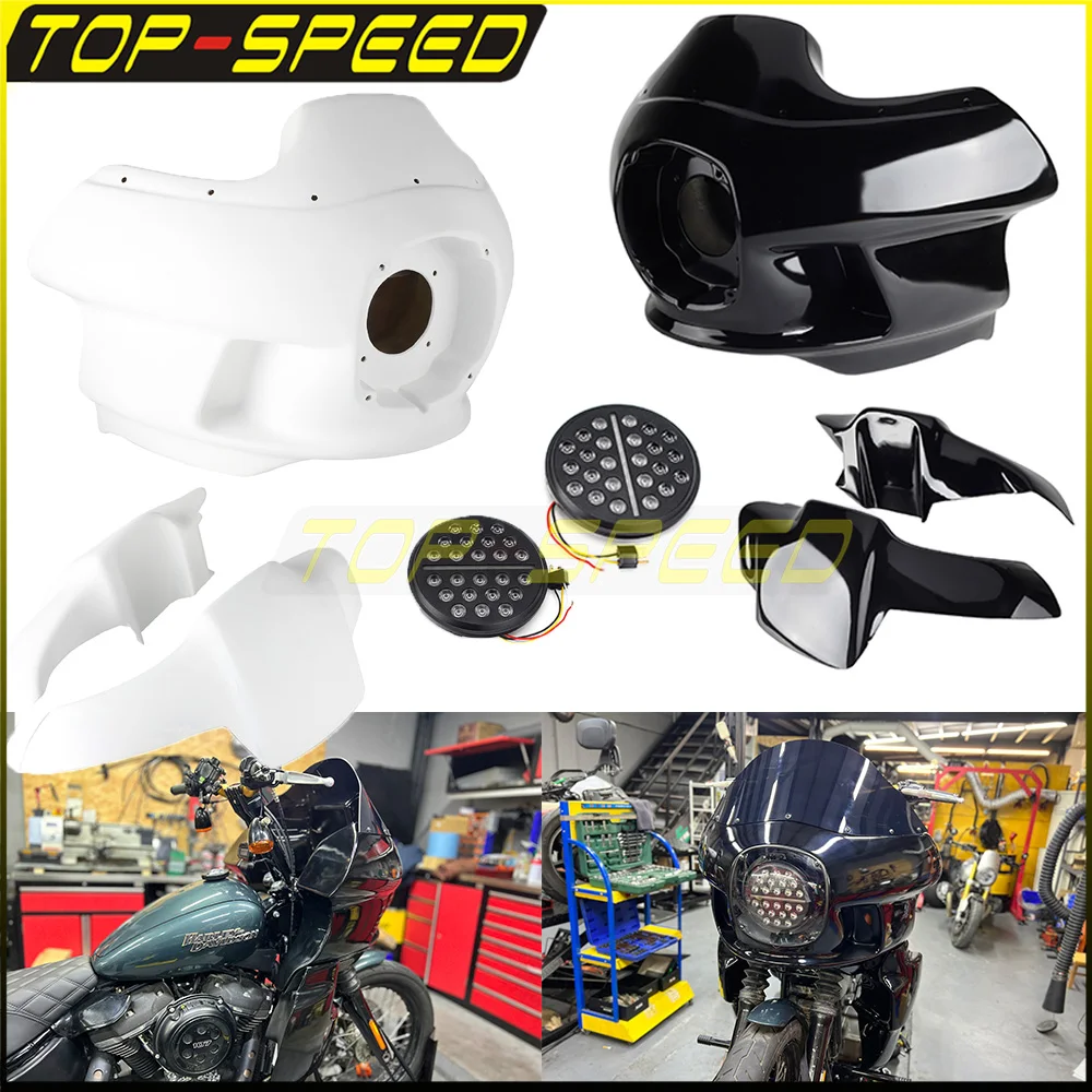 

IP67 LED Headlight Upper Lower Fairing Windshield Light Cover For Harley Dyna Street Bob Low Rider Wide Sports Glide 2006-2017