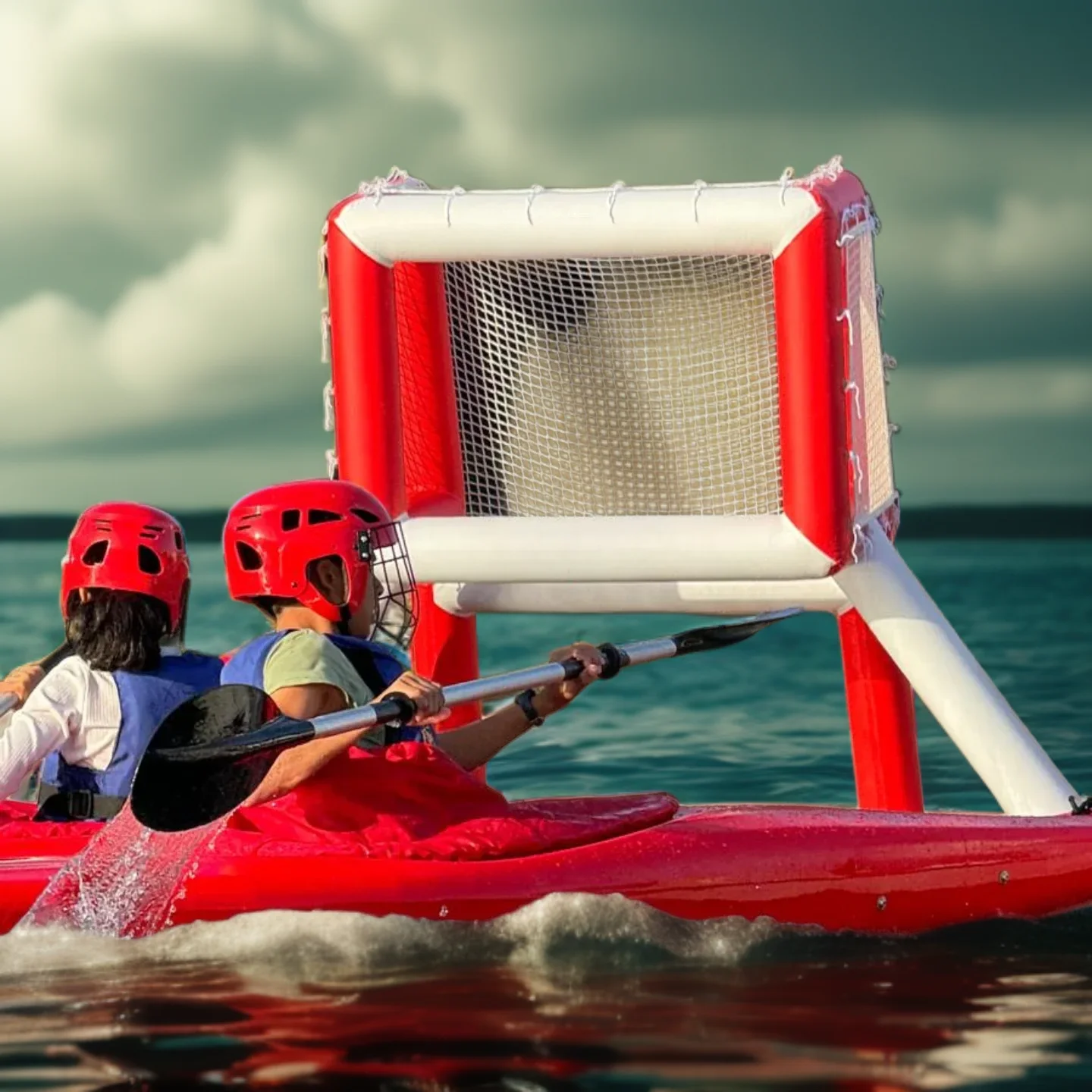 Factory  Wholesale Heavy Duty PVC Floating Inflatable Polo Goal Portable Water Floating Goal for Kayak Canoe Water Sports