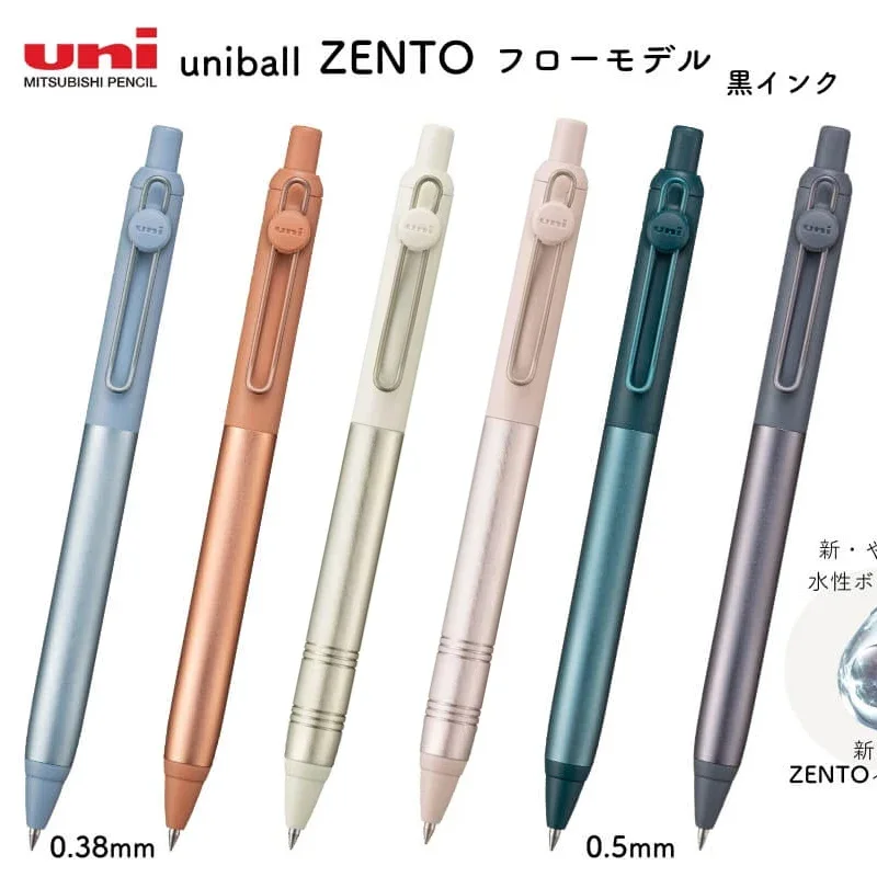 Uni Zento Flow Model Metal Grip Gel Pen,New Colors Premium 0.38/0.5mm Black Ink For Smooth Writing For Business,Journals,Signing