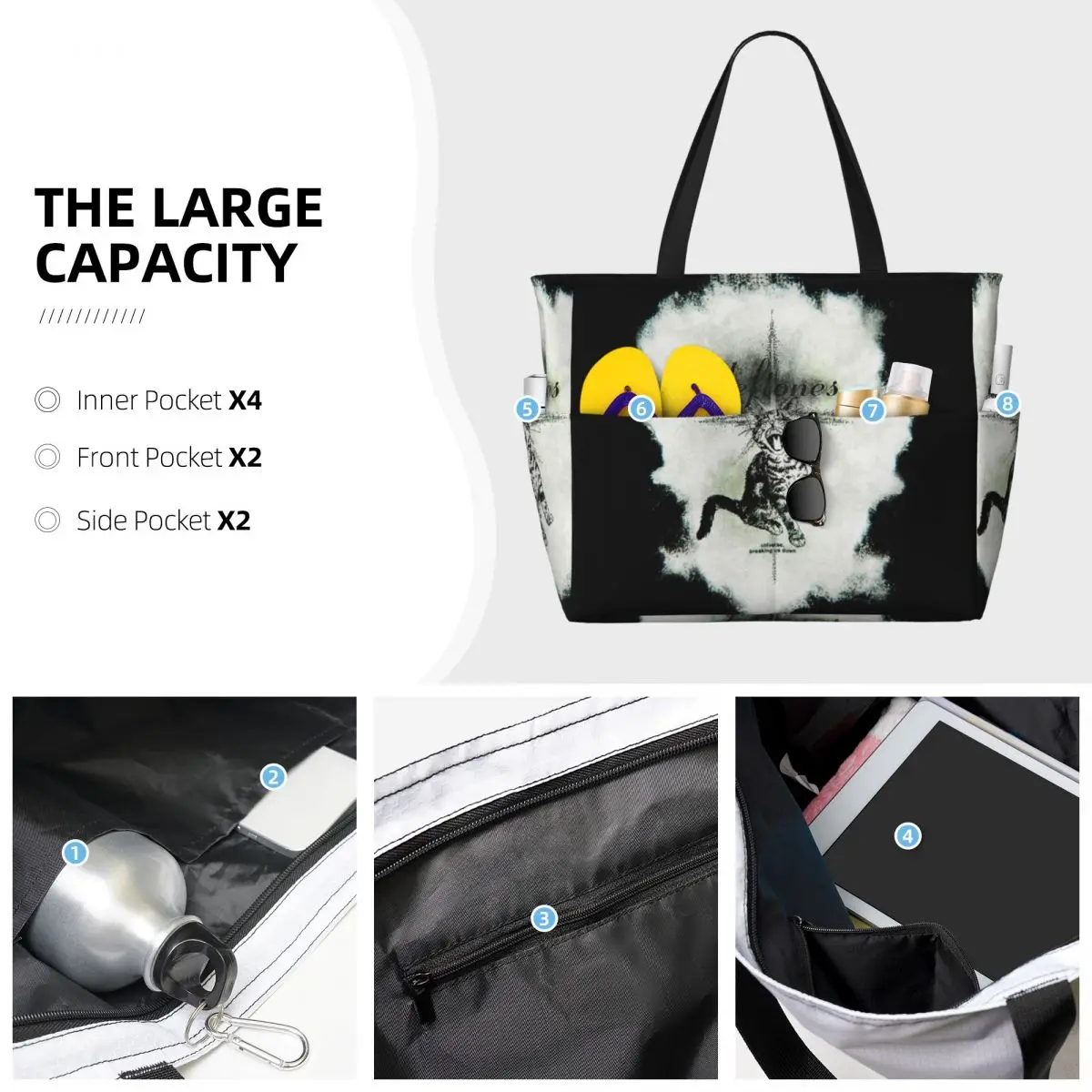 Deftones Metal Band White Pony Album Tas Tote Pantai Tas Tote Besar Olahraga Gym Yoga Tas Travel Wanita Tas Kebugaran