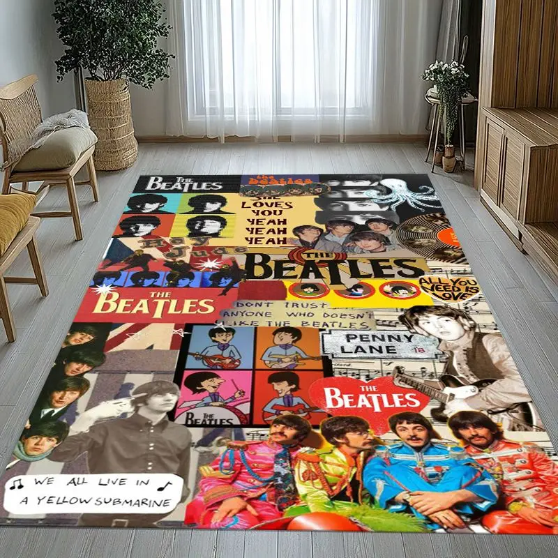 3D Fab Four The B-Beatles Abbey Road Rock Band Non-Slip Large Area Rug for Living Room,Bedroom Carpet Mat for Sofa,Home Decor