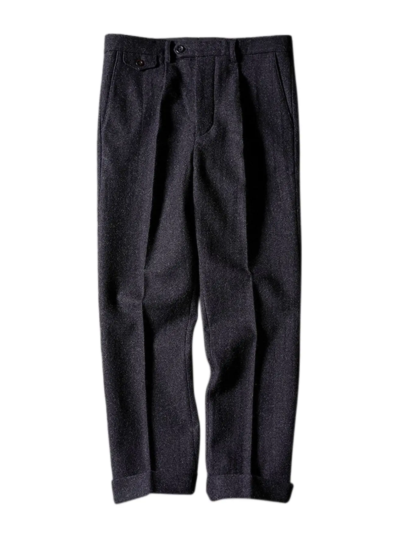 

Men's Tweed Pants High Waist Straight Elegant Business Style