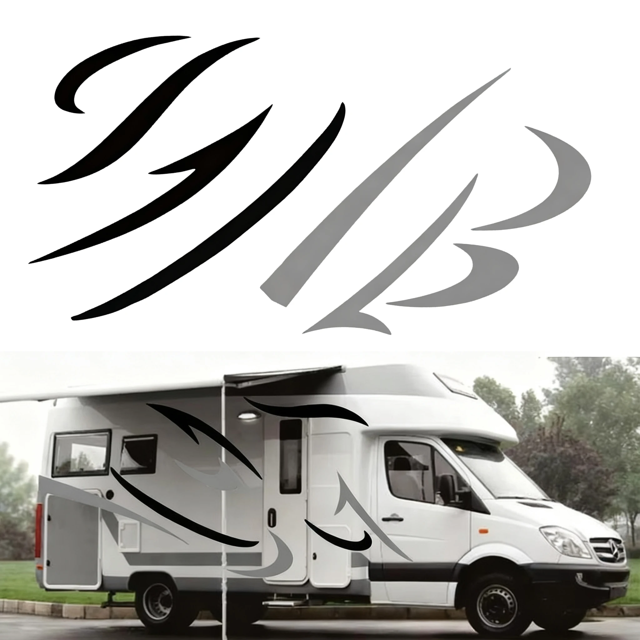 

1 пара RV стикер (черный + серый) виниловая наклейка графическая Авто Наклейка s для автодома караван Кемпер Ван