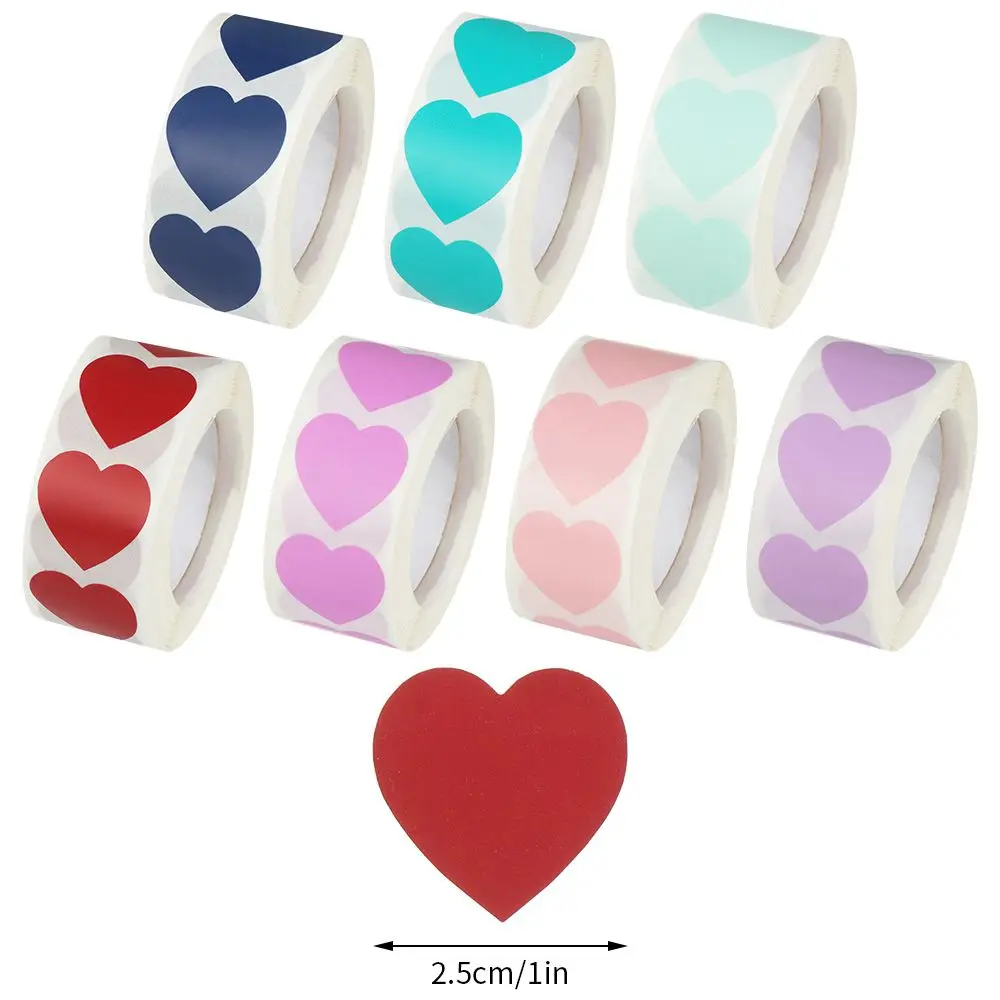 500 Pcs Package Label Stationery Home Decor Sticker Seal Labels Scrapbooking Love Heart Shaped