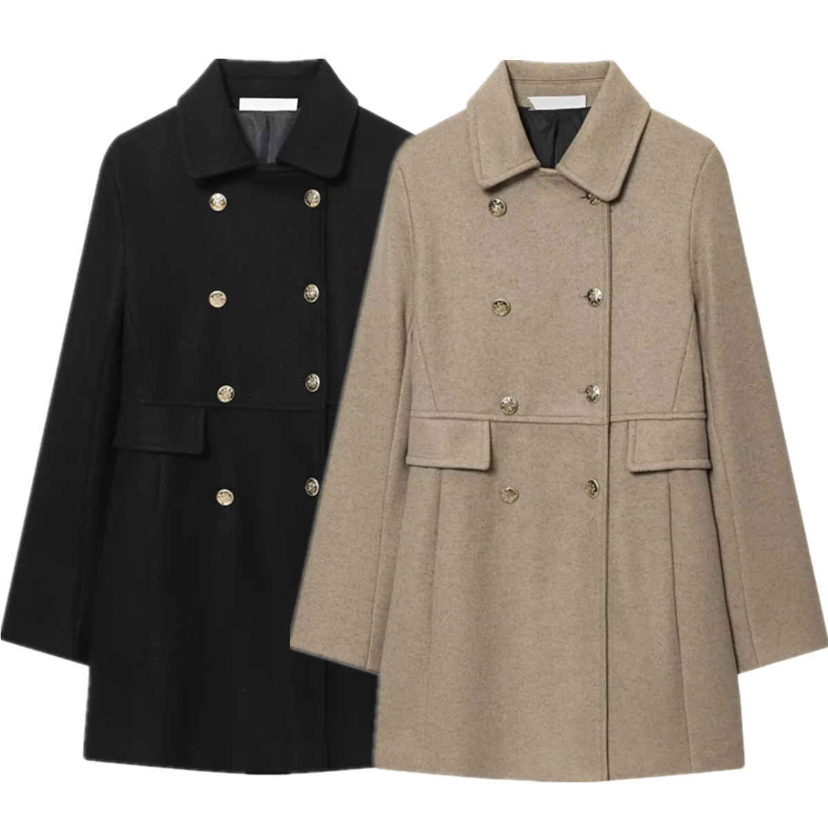 Maxdutti Brytyjska Moda Damska Odzież Dwurzędowy Wełniany Płaszcz Elegancka Damska Kurtka Odzież Damska Bluzki