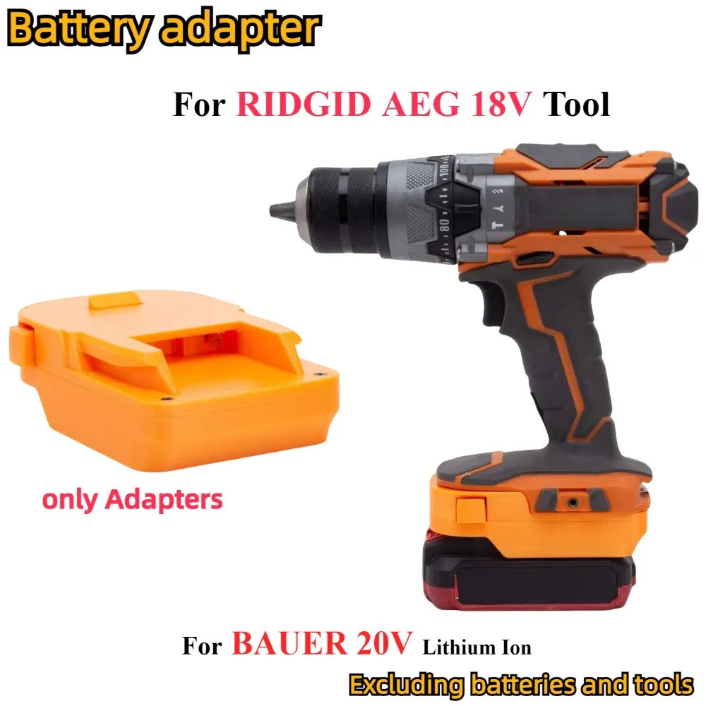 Adapter/konwerter do akumulatora litowo-jonowego BAUER 20 V do RIDGID AEG 18 V akumulatorowa wiertarka elektryczna akcesoria do narzędzi (tylko adapter)