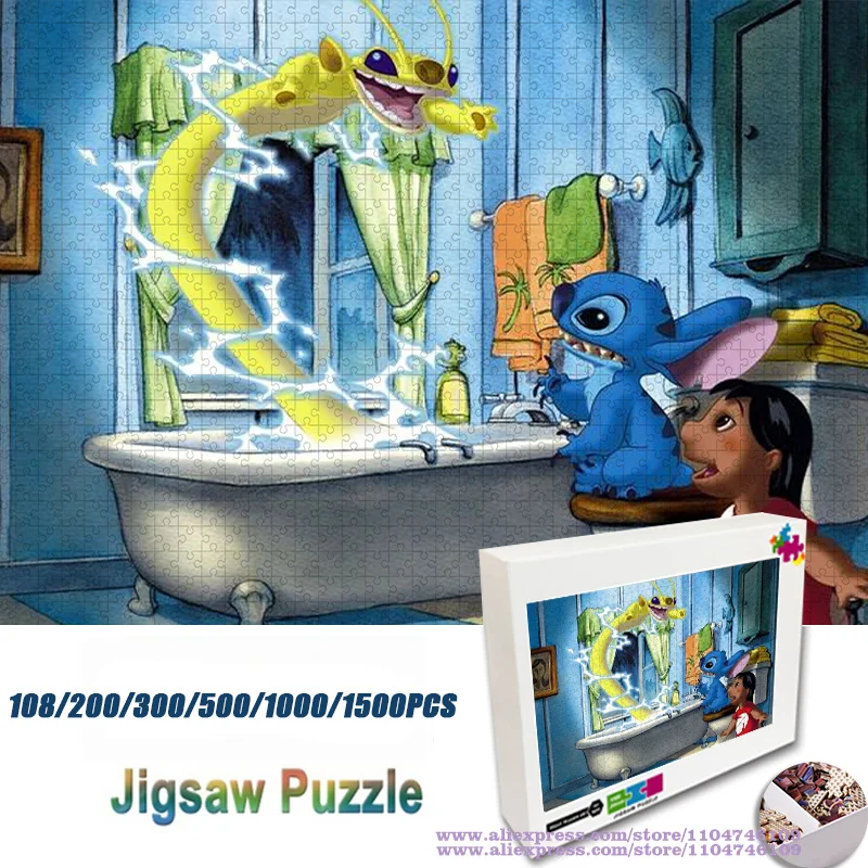 

Anime Lilo & Stitch Puzzle Jigsaw 108/200/300/500/1000/1500Pcs Intelligence Puzzles for Kids Christmas/birthday Gifts