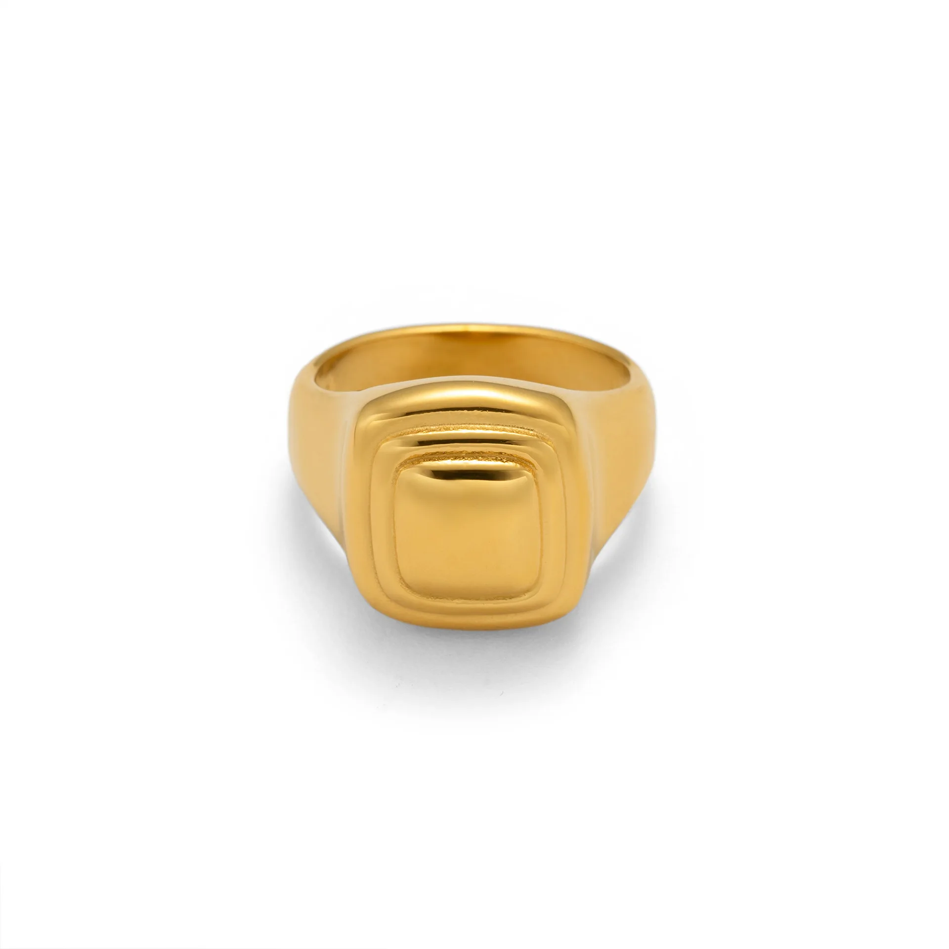 Anillo cuadrado de acero inoxidable de dos tonos de colores mezclados chapado en oro de 18 quilates para mujer, anillos Retro Vinatge para chica, regalo de joyería