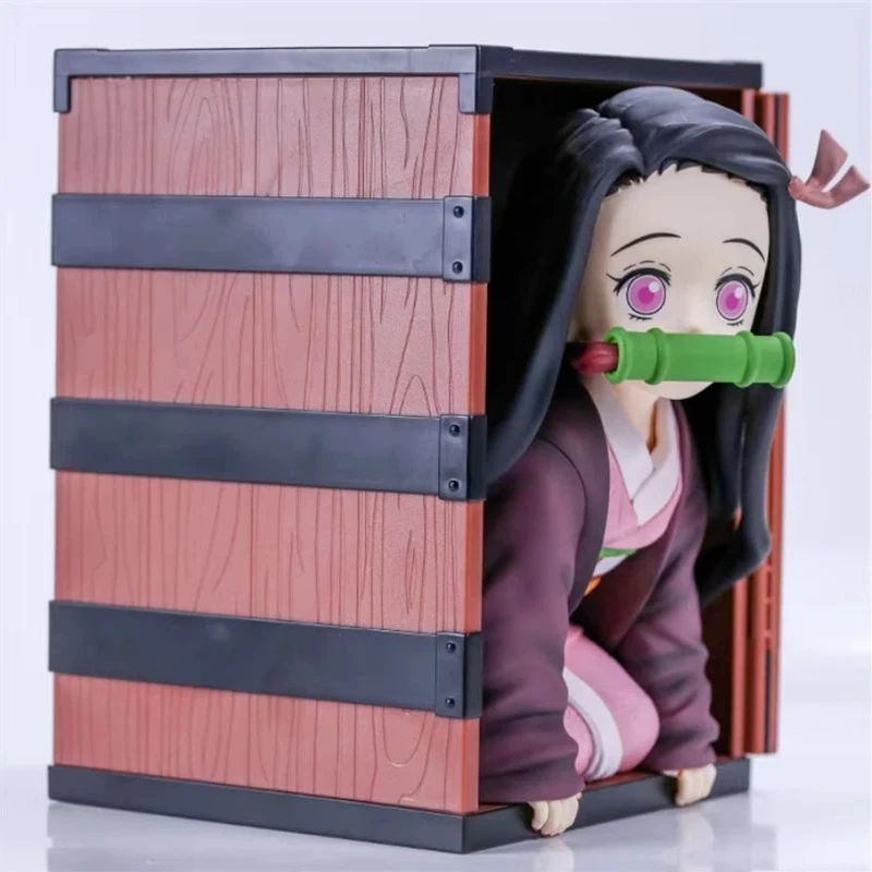 

New Demon Slayer Popcorn Box Nezuko Figurine 22cm PVC Anime Character Model Cute Girl Desktop Ornament Collectible Toy