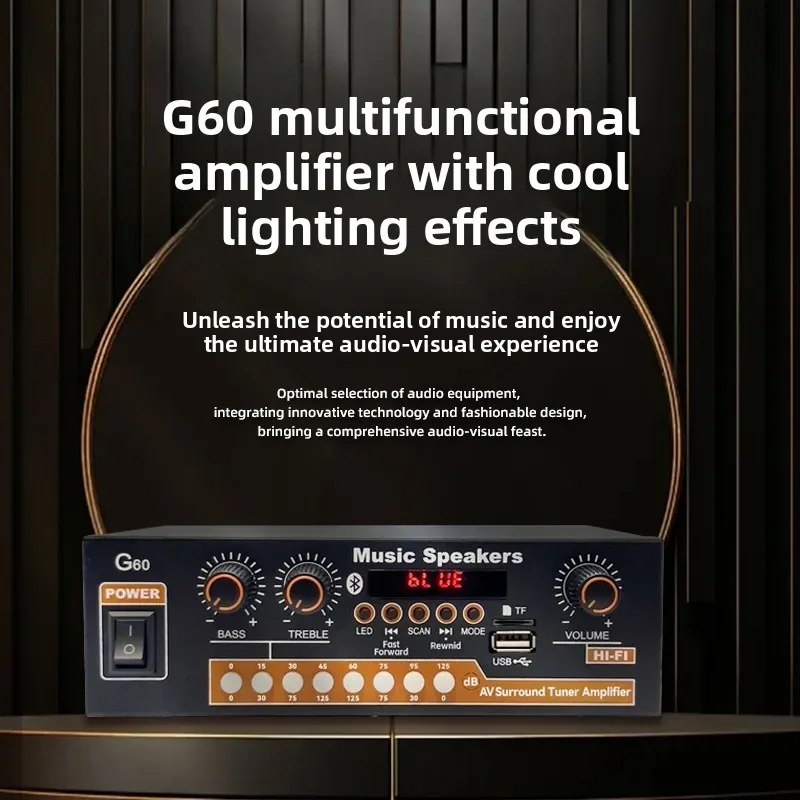 DurableNew Cool Lights, Multi-function Dual-purpose Digital Power Amplifier G60 Bluetooth U Disk Can Fast Forward And Rewind