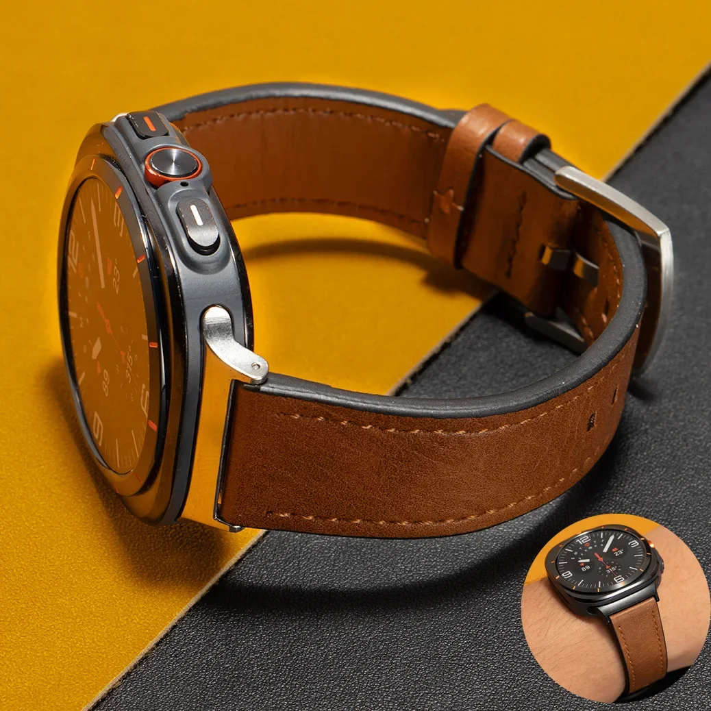 No Gaps Leather Strap for Samsung Galaxy Watch 8 Classic/8 40mm 44mm Wristband Bracelet for Galaxy Watch Ultra 2025 47mm Band image 2
