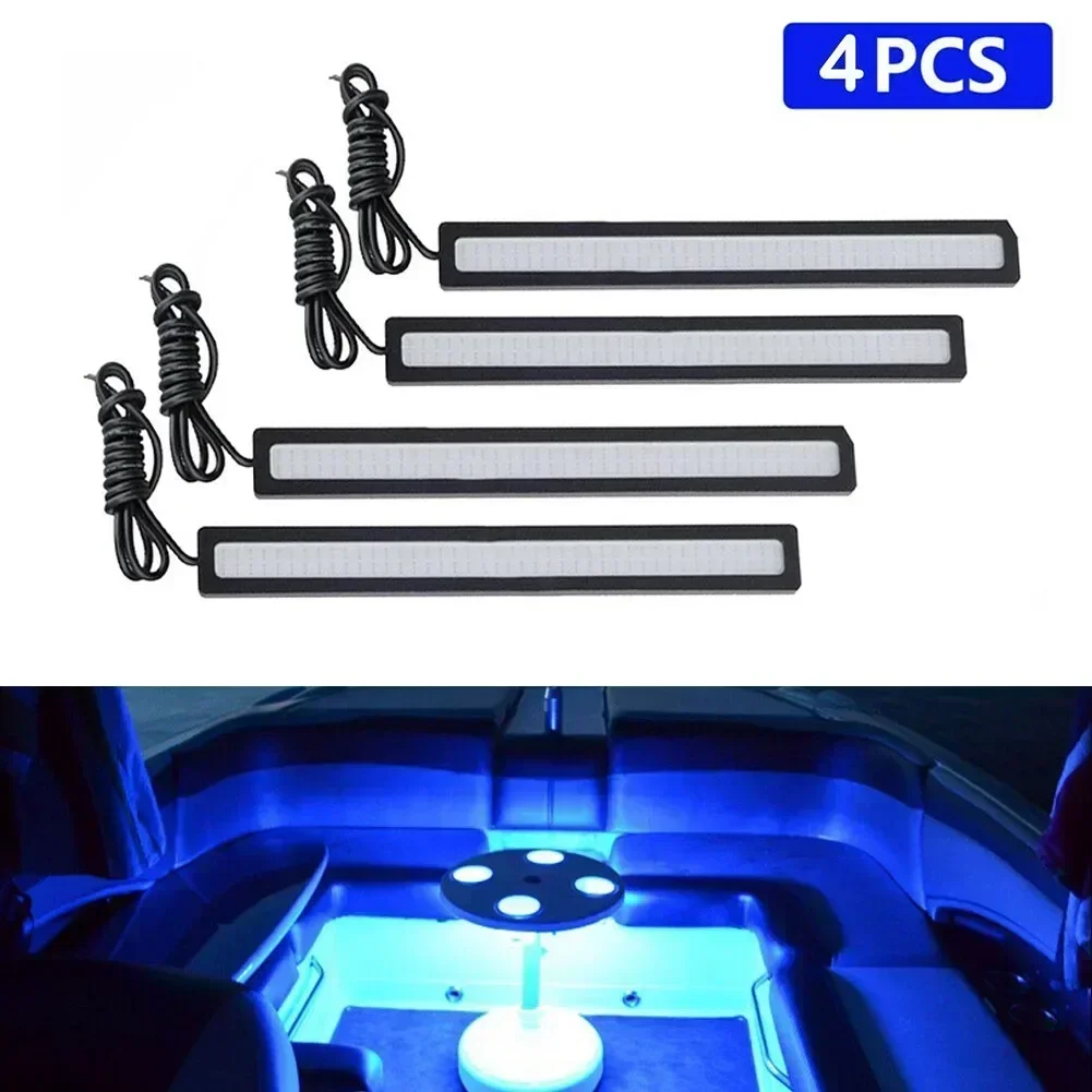 

4 PCS Marine Grade Large Super Bright 12 Volt Blue LED Courtesy Lights LED Car COB Lights DRL Fog Driving Running Lamp